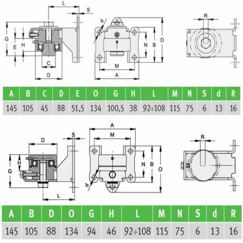 Italian-Made Ultra-Robust 1500 kg Commercial Grade Pivot Hinges with Tapered Roller Bearing and 5-hole Bracket to Fix. Suitable for Heavy Steel Swing Gates. Italian Made (FAC) Super Heavy-Duty Galvanised Pivot Hinges with Tapered Roller Bearing