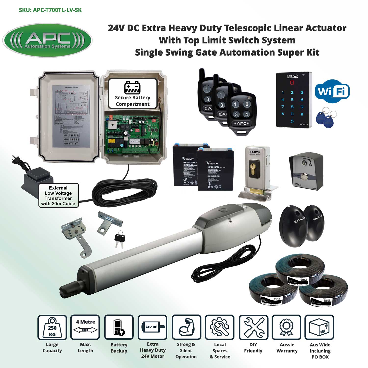 Extra Heavy Duty Telescopic Linear Actuator Kit with Robust Cast Alloy ...