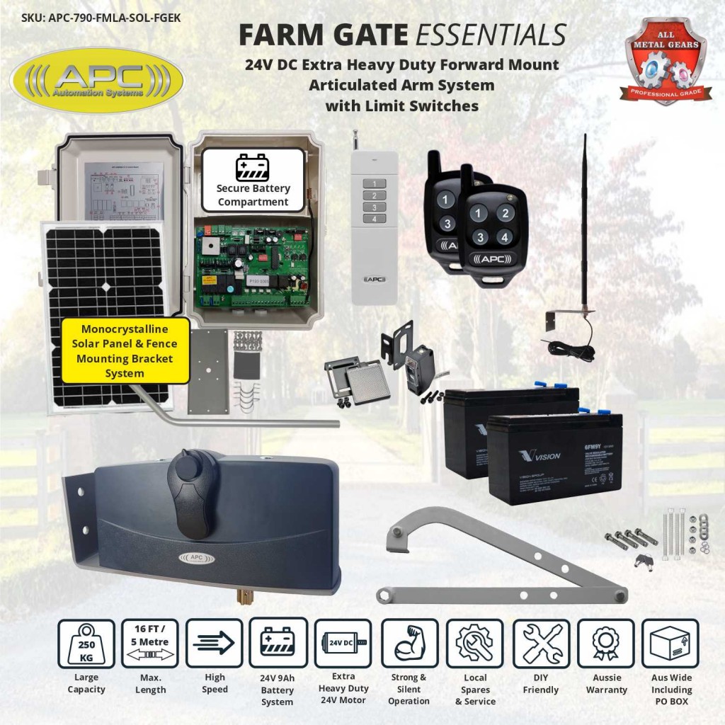 High Speed Articulated Arm Farm Gate System, Limit Switches , All Metal ...