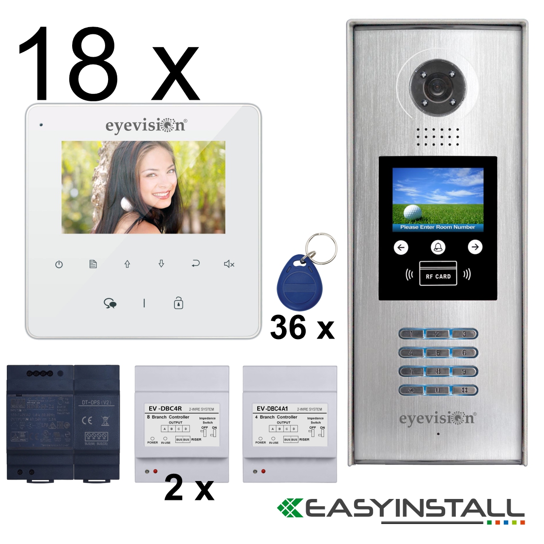 1123px x 1123px - Eighteen Apartment Eyevision Two Wire EasyInstall Intercom System With  Multi Key LCD Display and Video Camera Outdoor Station - Complete Package  with 4 Inch Monitors Upgradeable to 7 Inch Monitors - Video Intercom Systems