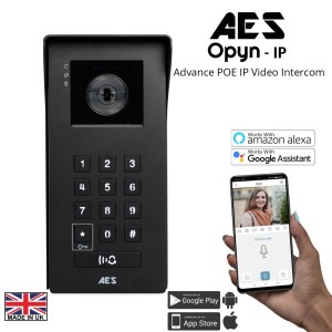 Direct to Smartphone  Advanced IP (POE) Video Intercom System With Call Button and Keypad | QR Code Access | Activity Log | Motion Detection | Two Relays | Google Home & Alexa Integration | Designed with Power Over Ethernet (POE) Connectivity into Wired Network | Video Door Bell, Secure Smart Access Control via Mobile APP and Keypad