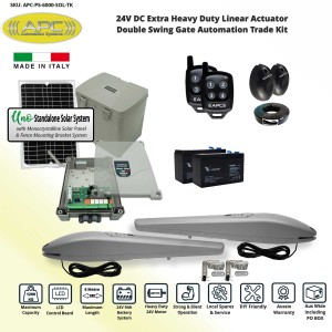 Double Swing Solar Powered Gate Opener, Automatic Motorized Remote Controls Gate, Solar Gate Automation System DIY Kit