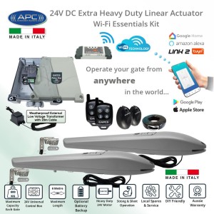 WiFi Control Smart Gate Automation with APC Link2 Wi-Fi Module. Italian Made APC PS-6000 Linear Actuator, Gate Automation. Double Swing Gate Opener APC Smart Control Kit