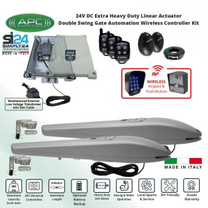 Wireless Controller Driveway Gate Automation DIY Kit. Extra Heavy Duty Italian Made APC PS-6000 Linear Actuator, Wireless Keypad and Push Button Switches. APC Automatic Electric Gate Opener