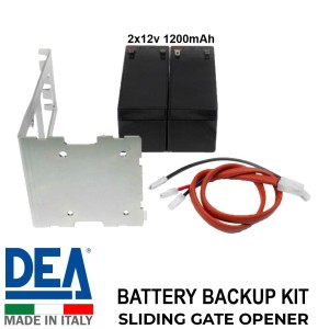 Battery Backup Kit for the DEA Sliding Gate Kit | 2x12v 1.2Ah batteries, cables and mounting bracket